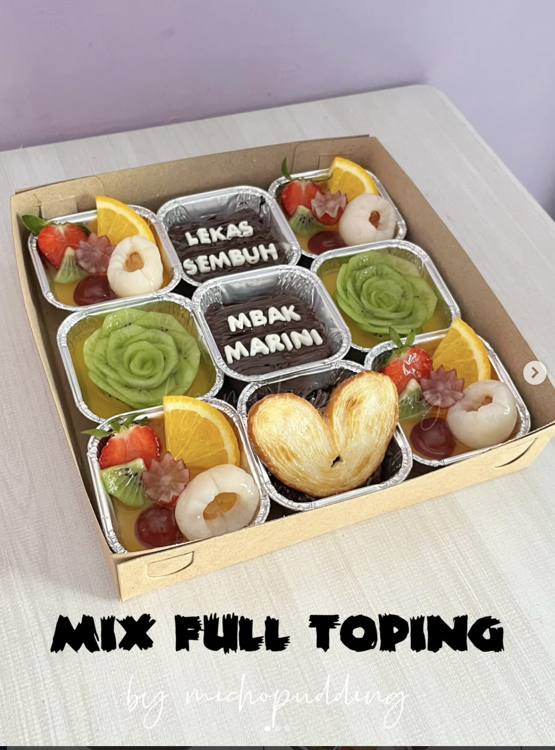 mix full toping Isi 9 cup (3 brownies dan 6 puding)